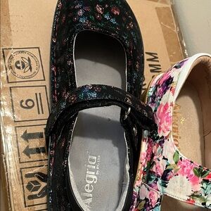 Alegria Black Mary Jane with Pink, Green, and Gold Sparkle